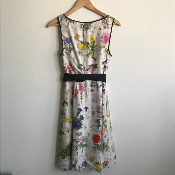 Anthro Moulinette Soeurs 100% Silk Floral Botanical Print A-Line Dress - Picture 10 of 13